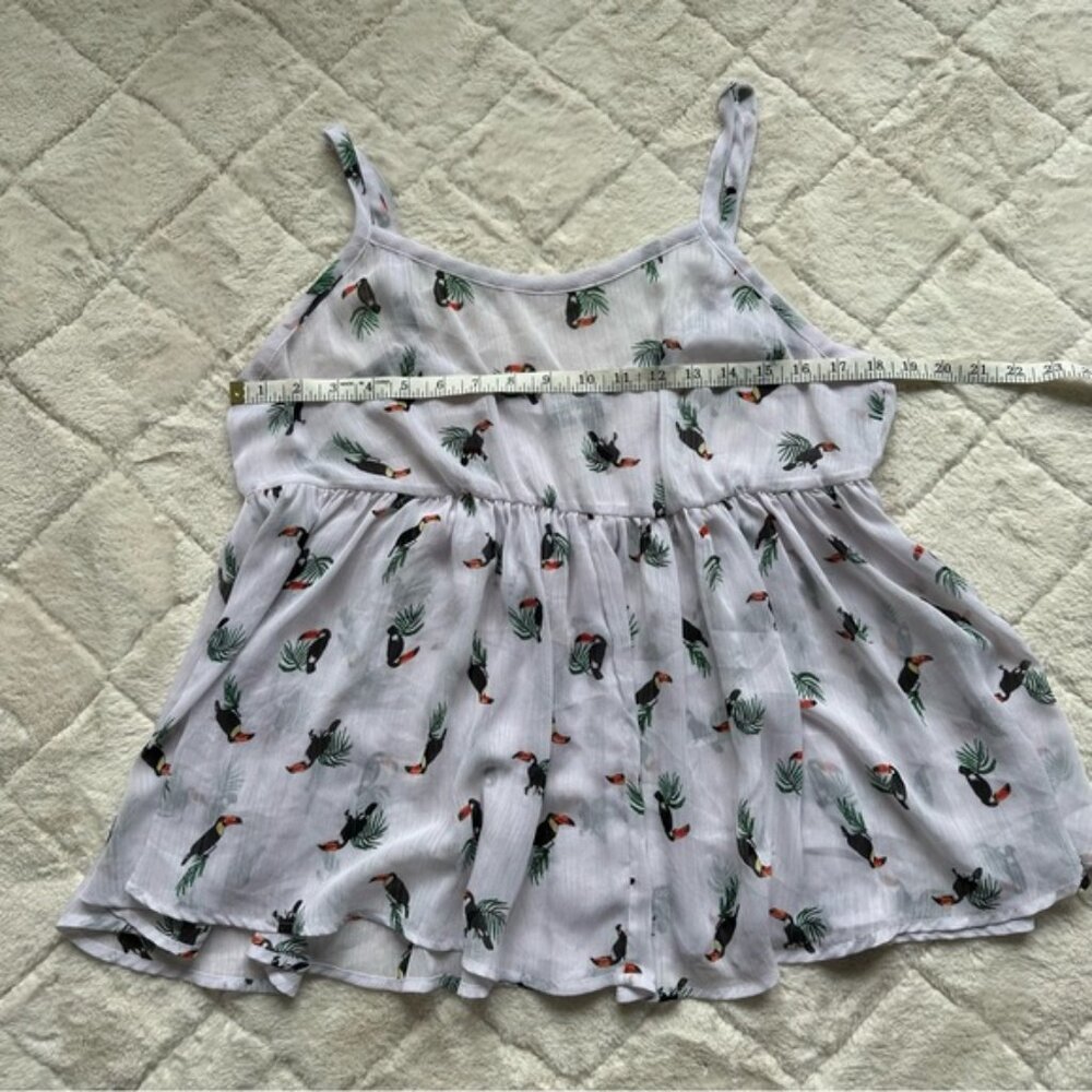 Torrid | Chiffon Peplum Toucan Print Babydoll Tank | Size 00 - Picture 9 of 11